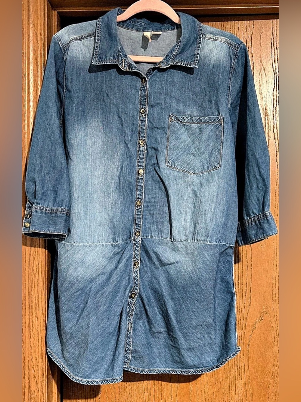 Route 66 Denim Button Down Shirt/Tunic Blue XL Like New